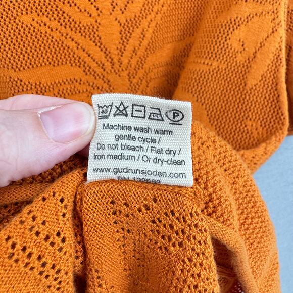 Gudrun Sjödén Orange Open Antique Floral Print Organic Cotton Knit Tunic Top - Picture 11 of 11